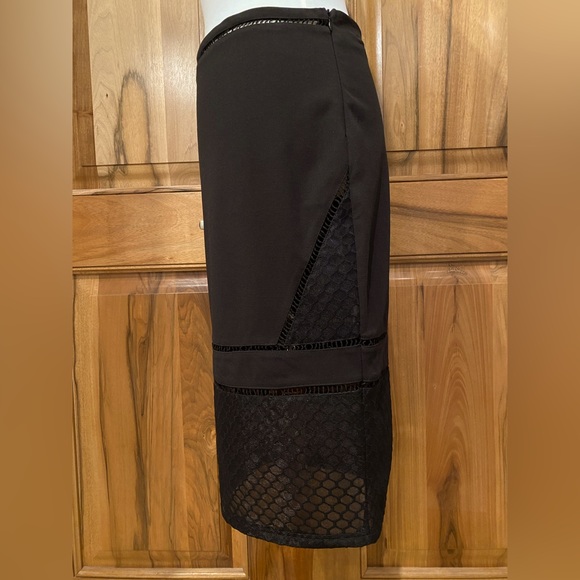 Missguided - Black Pencil Skirt - Peekaboo Crochet & Sheer Mesh Detail, size 12 - Picture 4 of 14